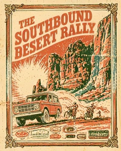 Southbound Desert Rally Vintage Poster. poster