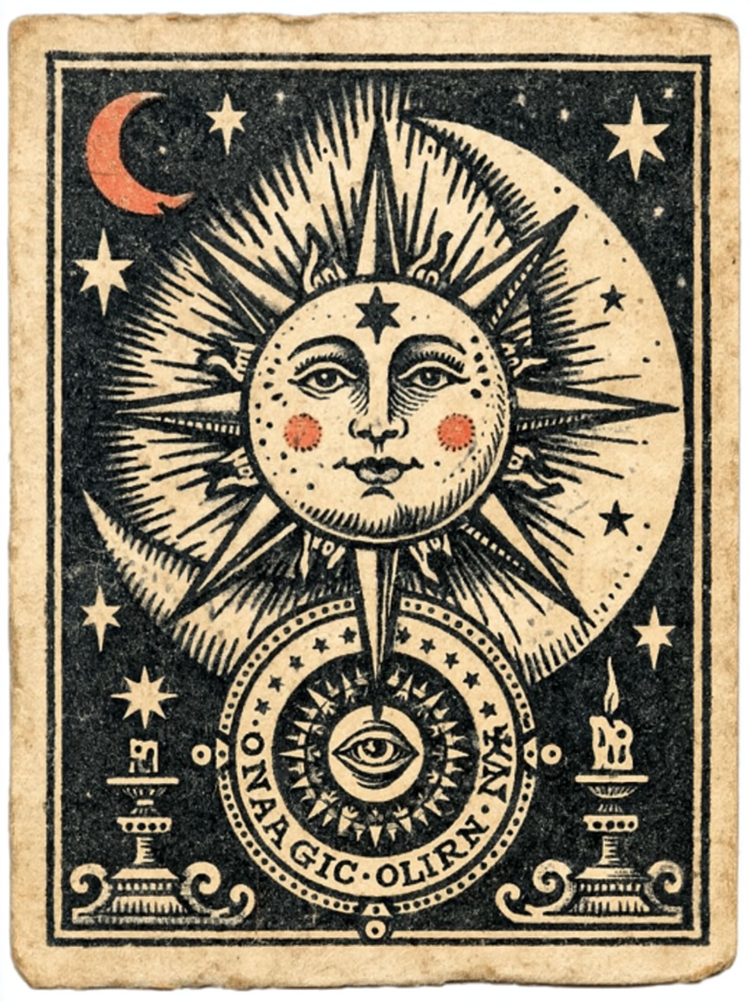 Mystic Sun and Moon Tarot Print. poster detail