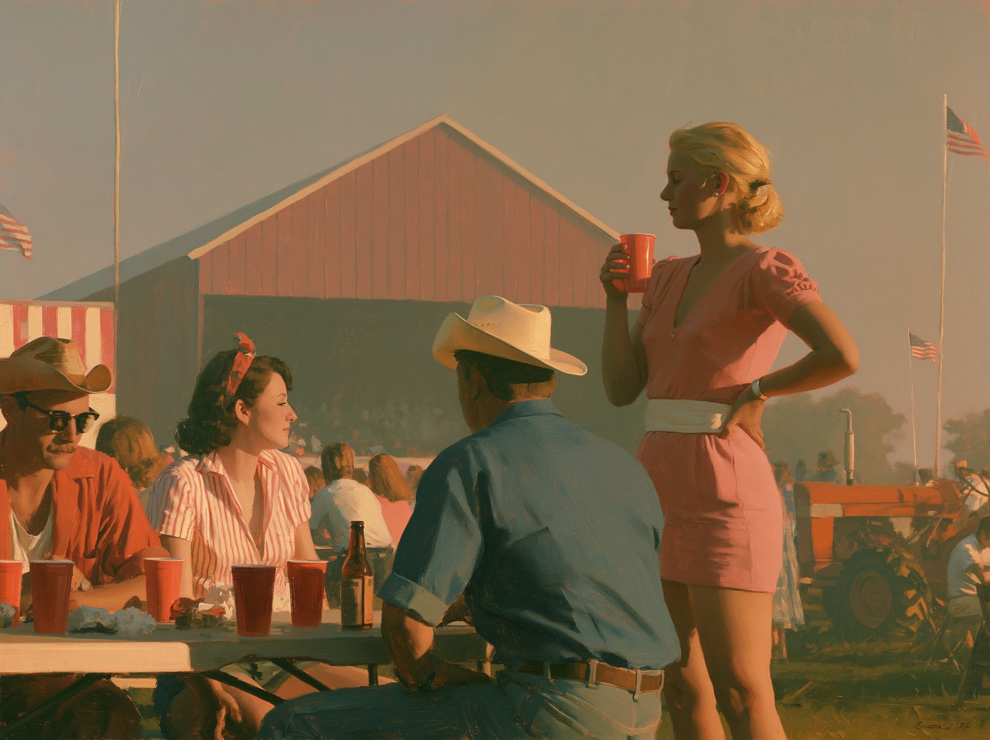 County Fair Gathering Vintage Poster. poster — vintage art