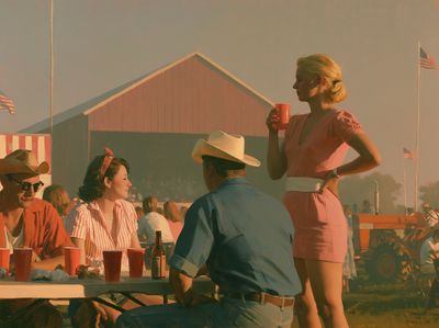 County Fair Gathering Vintage Poster. poster