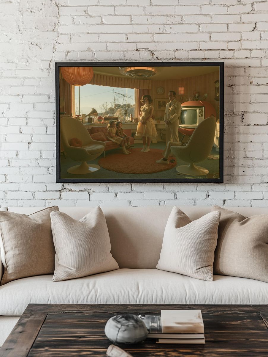 Retro Family Living Room Poster. — room view 1