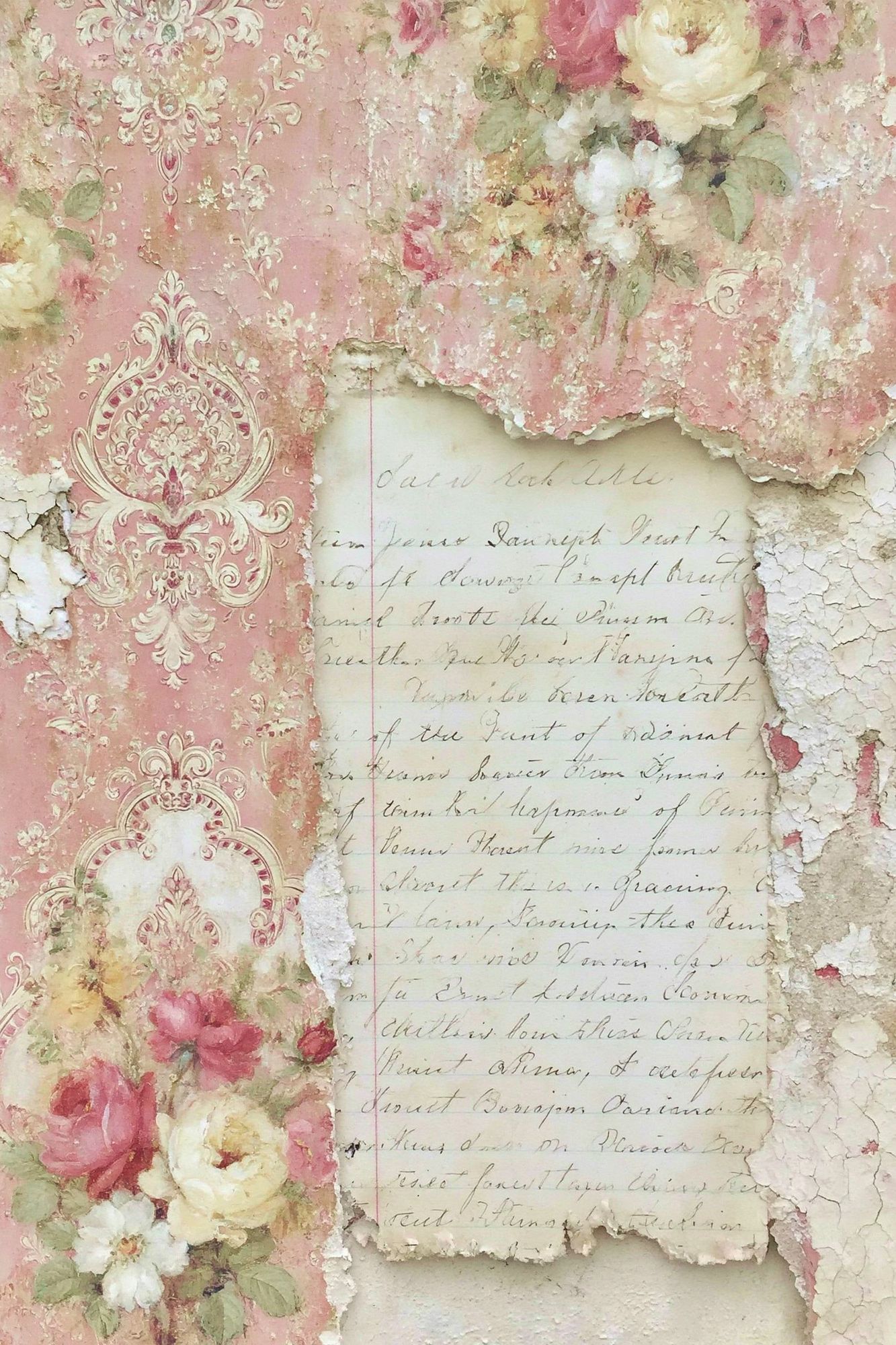 Vintage Floral Damask Collage Print. poster detail