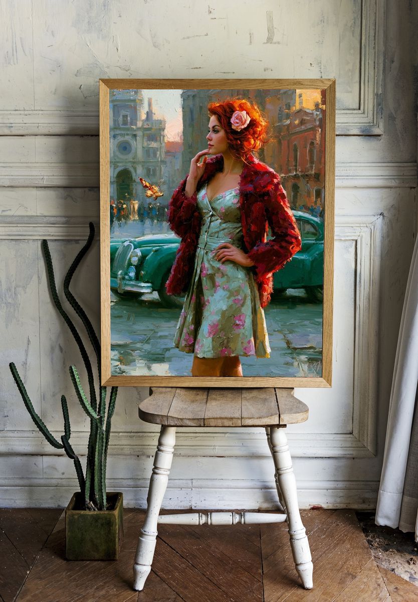 Vintage Street Portrait Print. room preview