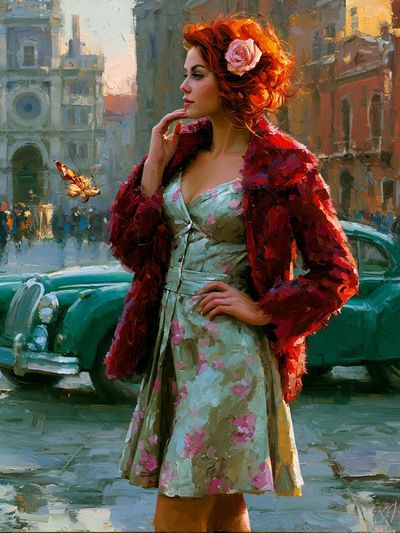 Vintage Street Portrait Print. poster