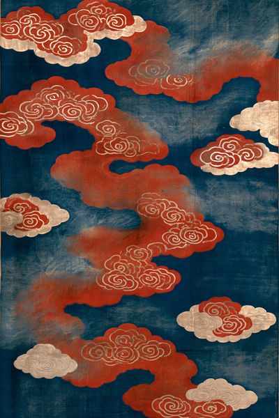 Red Cloud Pattern Vintage Print. poster