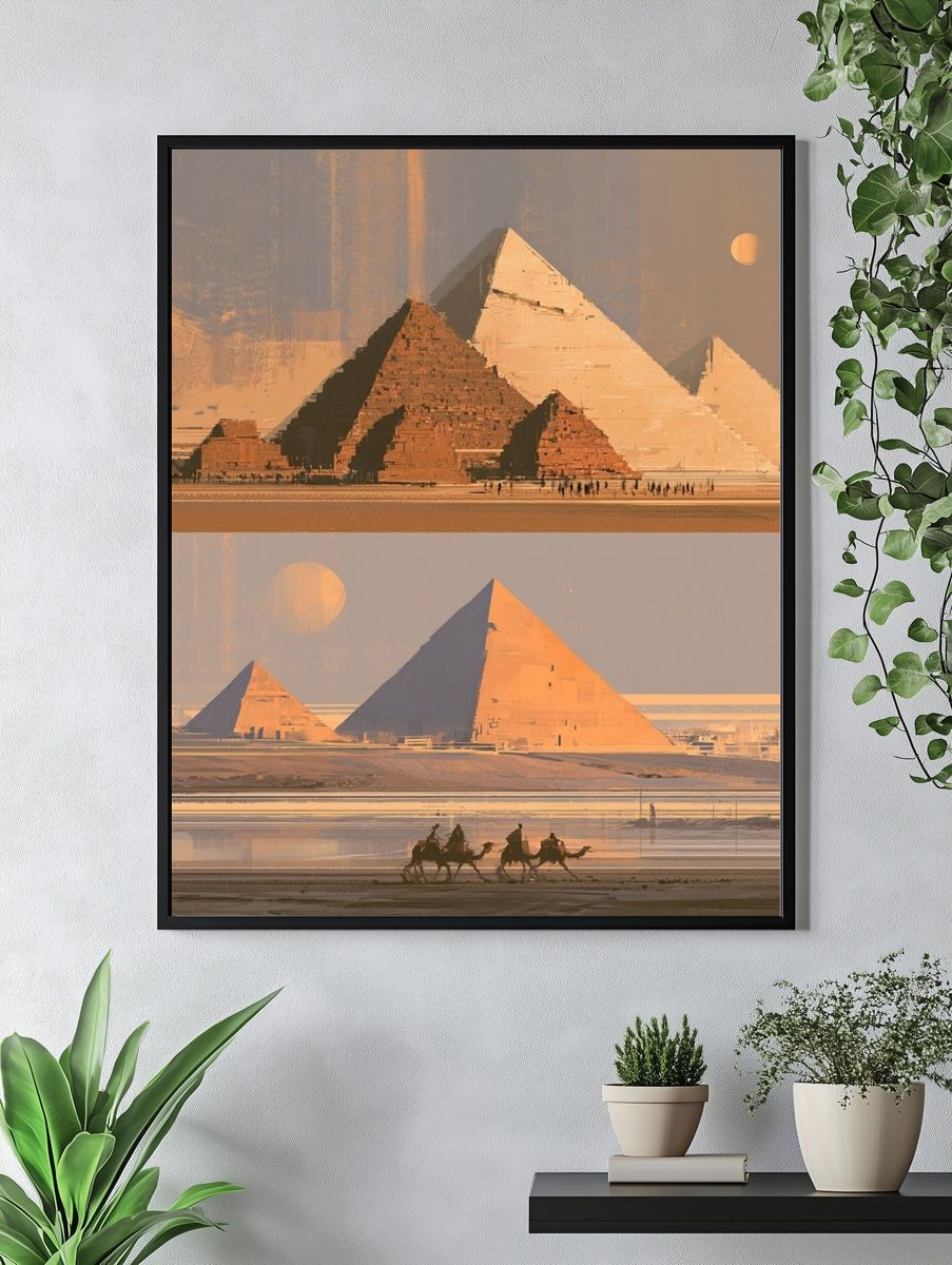 Pyramids at Sunset — Vintage Print. — room view 4