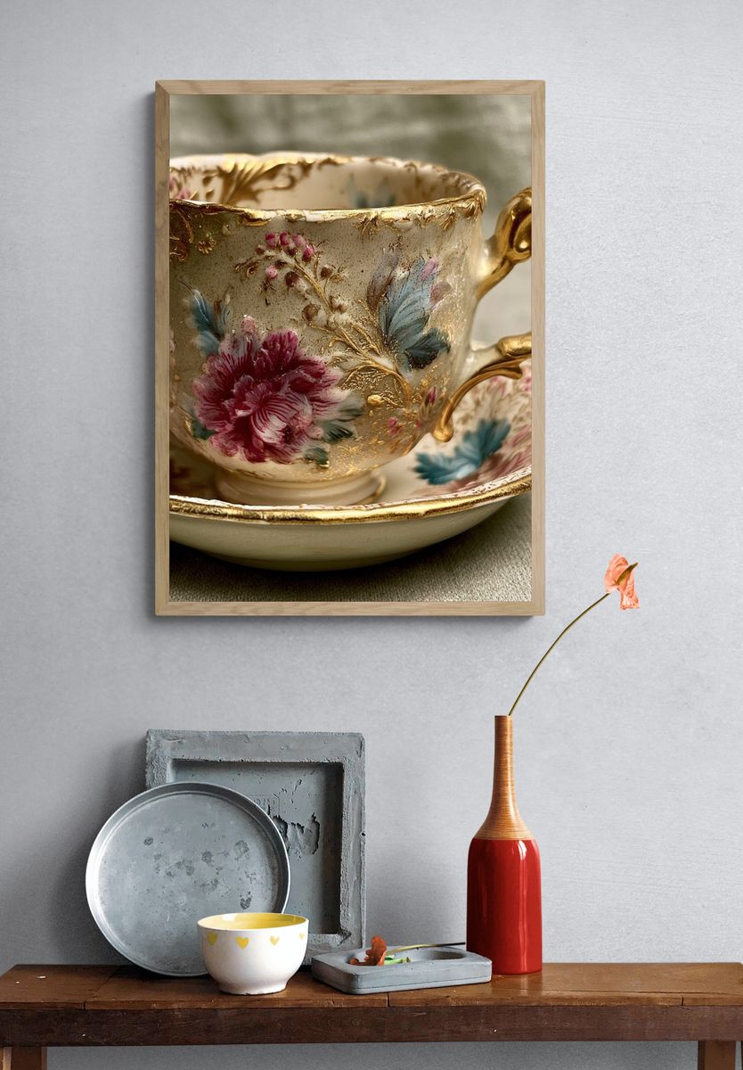 Vintage Floral Teacup Print. — room view 3