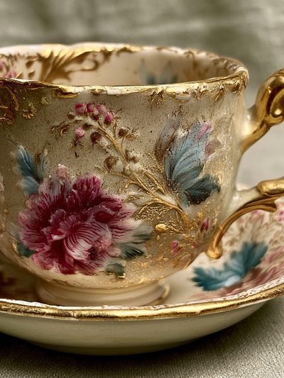 Vintage Floral Teacup Print. poster