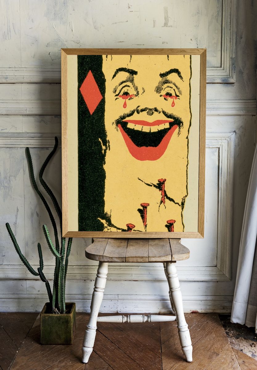 Surreal Smiling Face Vintage Print. room preview