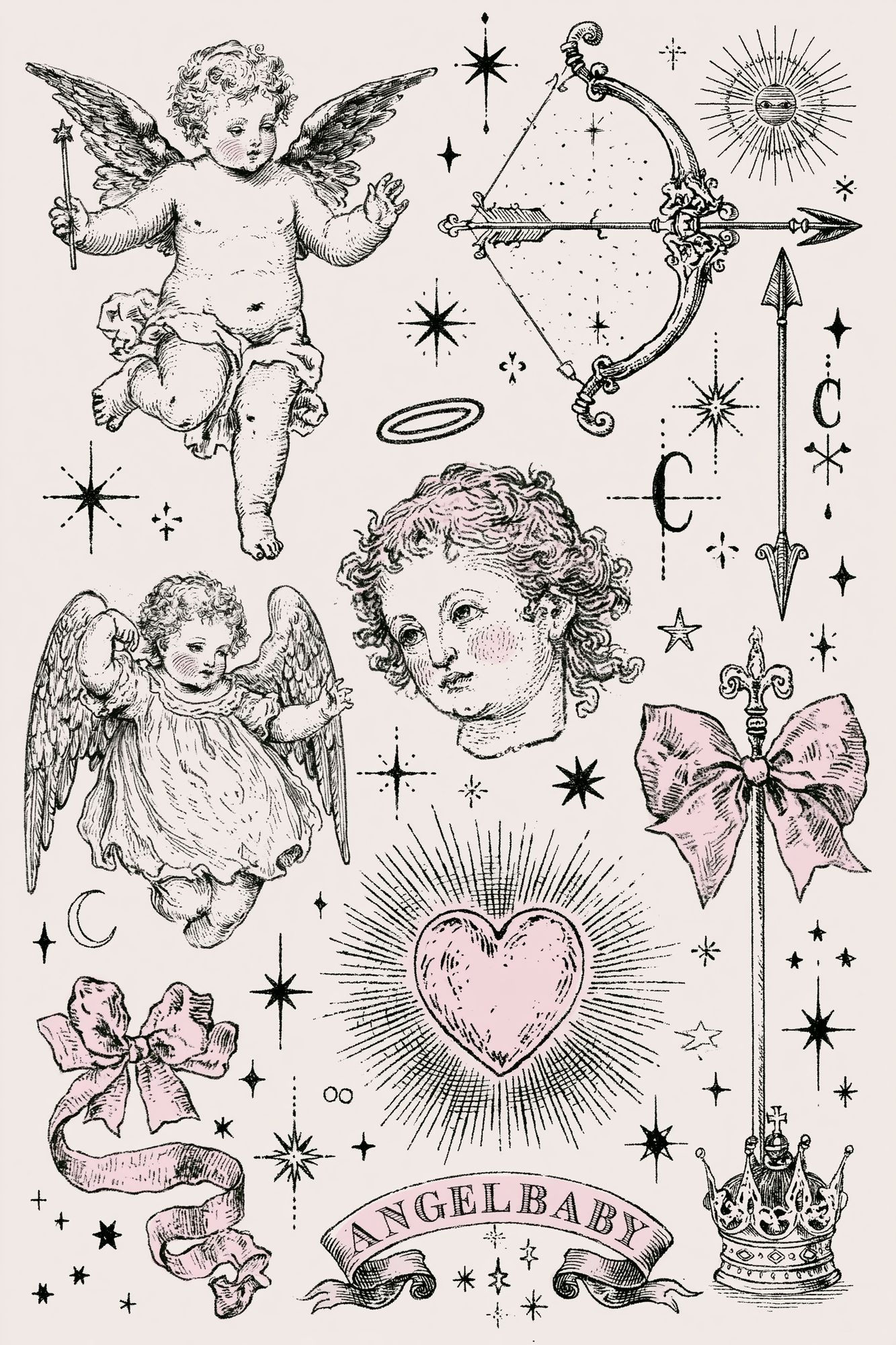 Cherub Angel Baby Vintage Print. poster detail