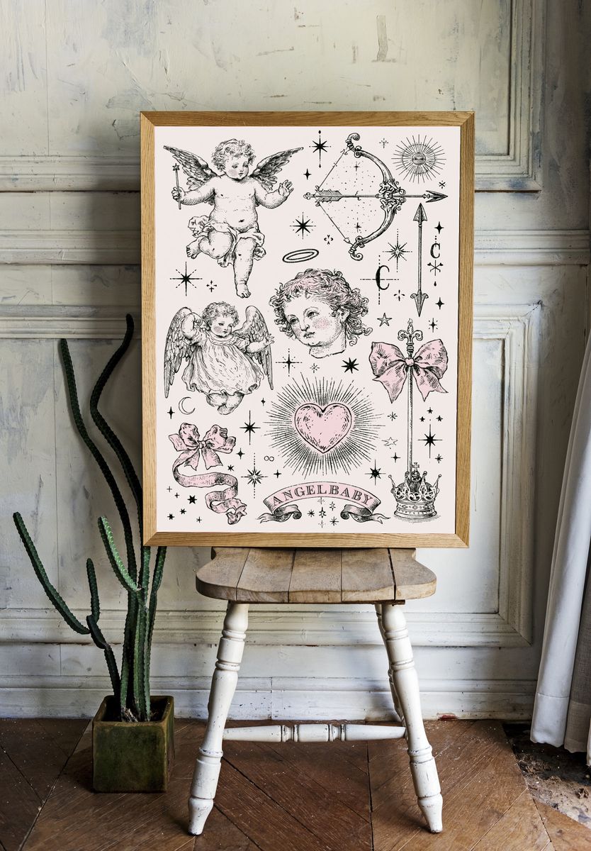 Cherub Angel Baby Vintage Print. — room view 1