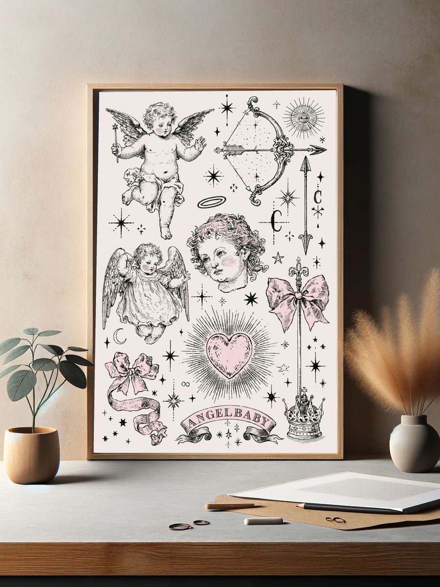 Cherub Angel Baby Vintage Print. — room view 2