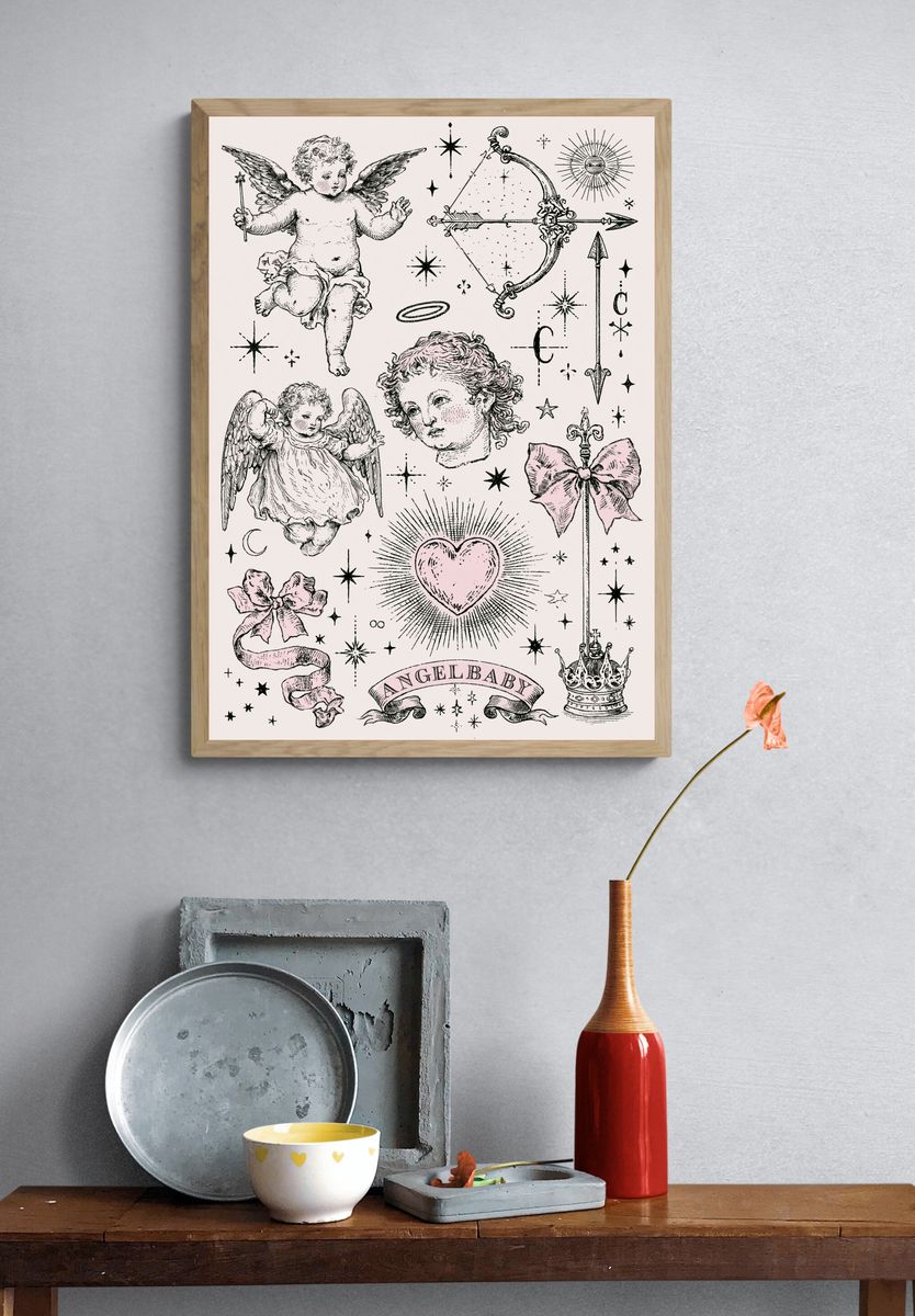 Cherub Angel Baby Vintage Print. — room view 3