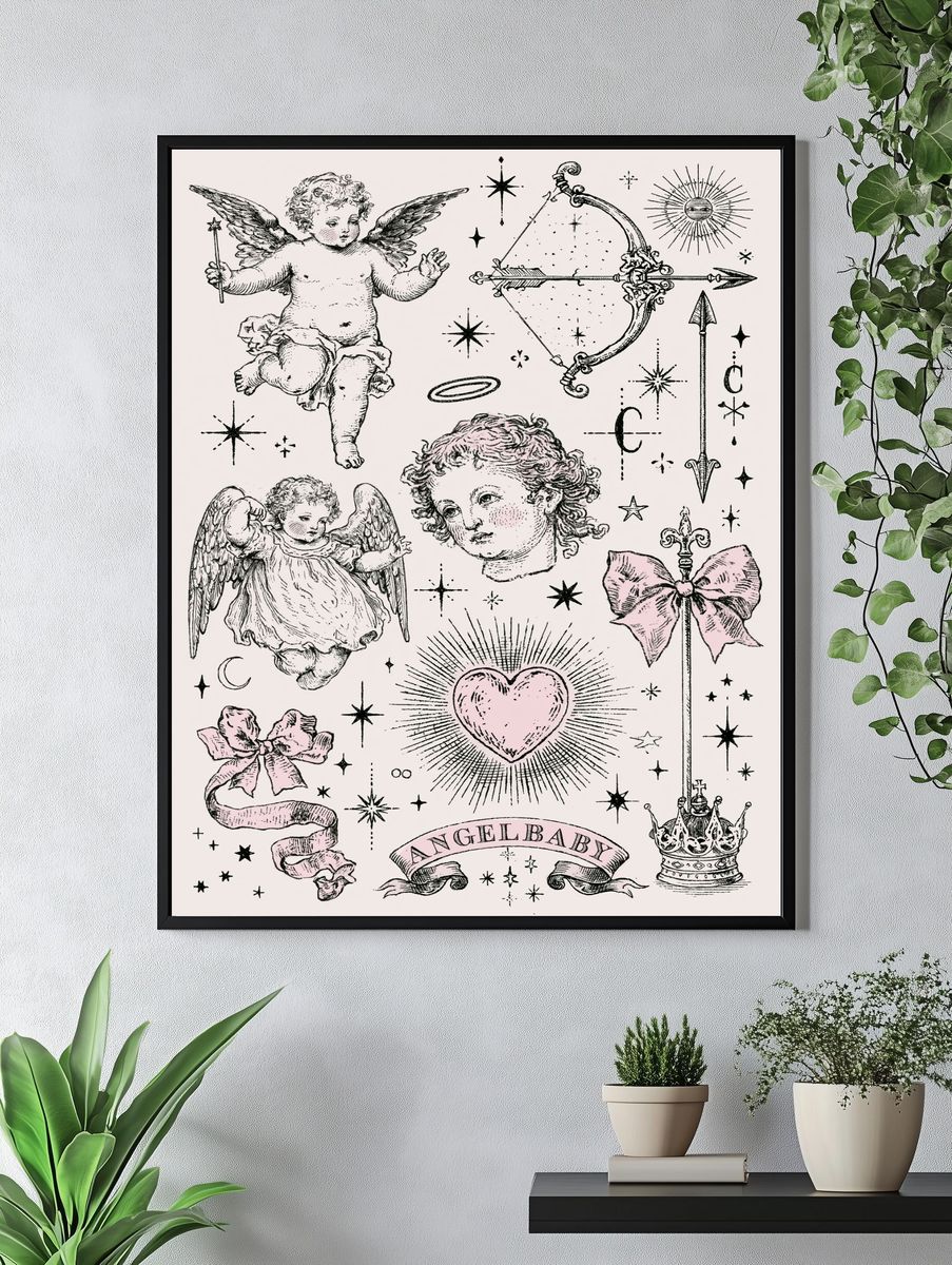 Cherub Angel Baby Vintage Print. — room view 4