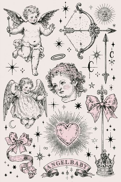 Cherub Angel Baby Vintage Print.