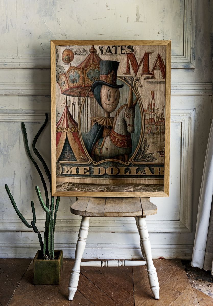 Vintage Circus Carousel Poster. — room view 1