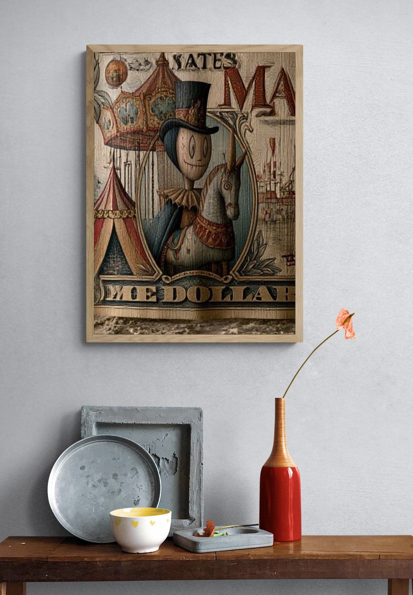 Vintage Circus Carousel Poster. — room view 3