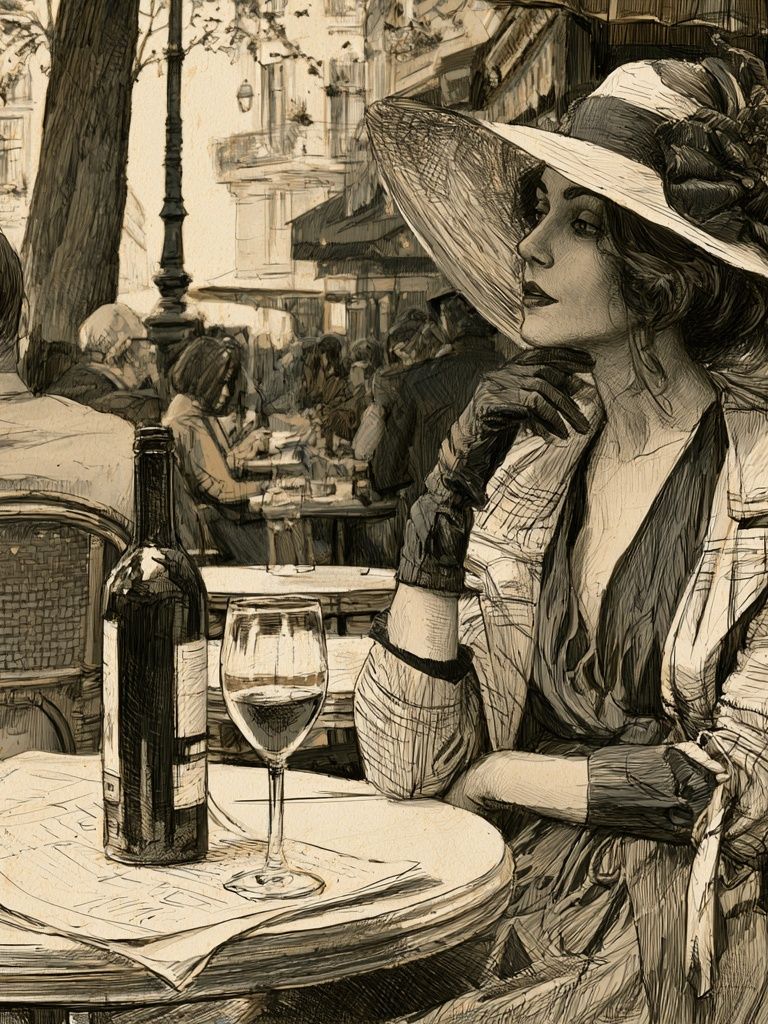 Paris Café Woman Vintage Print. poster — vintage art