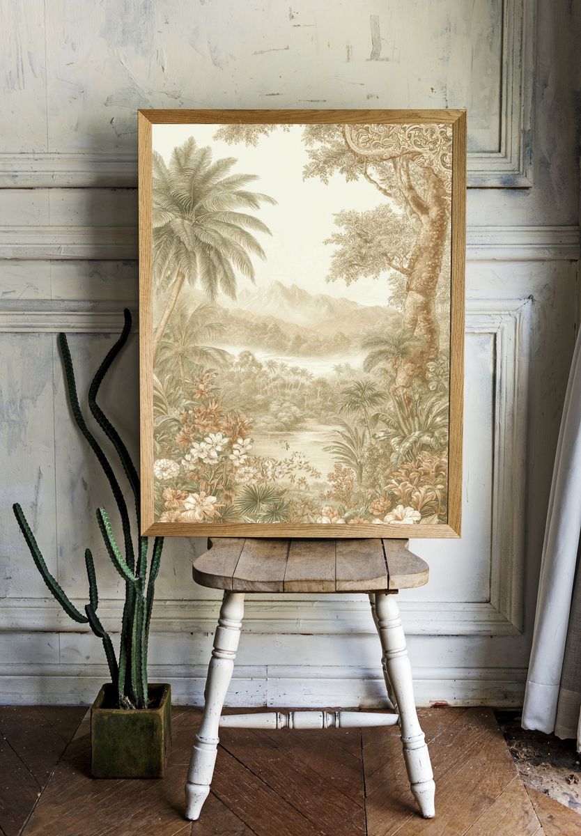 Tropical Garden Landscape Vintage Print. — room view 1