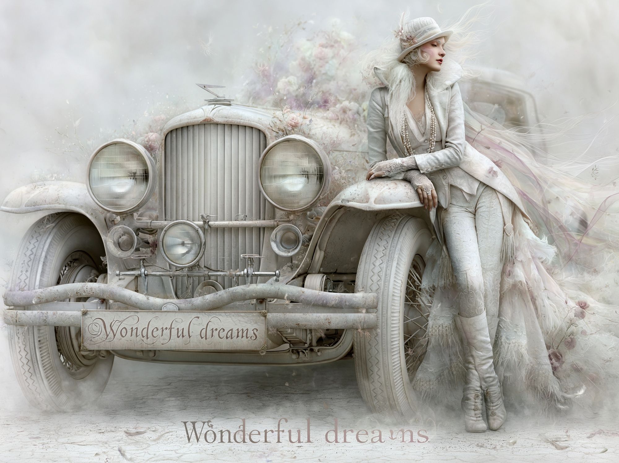 Dreamy Vintage Car Fashion Poster. poster detail
