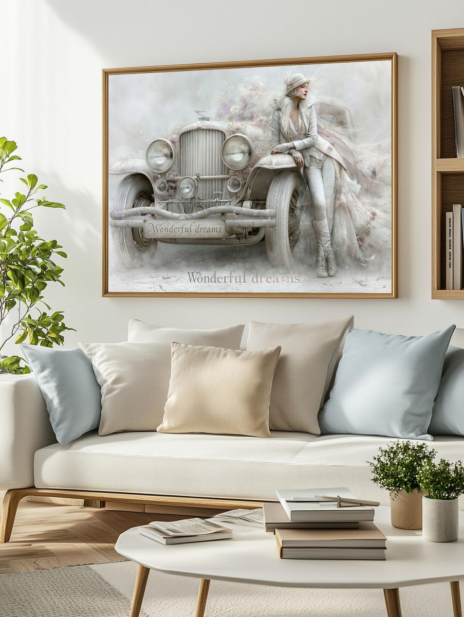 Dreamy Vintage Car Fashion Poster. — room view 2