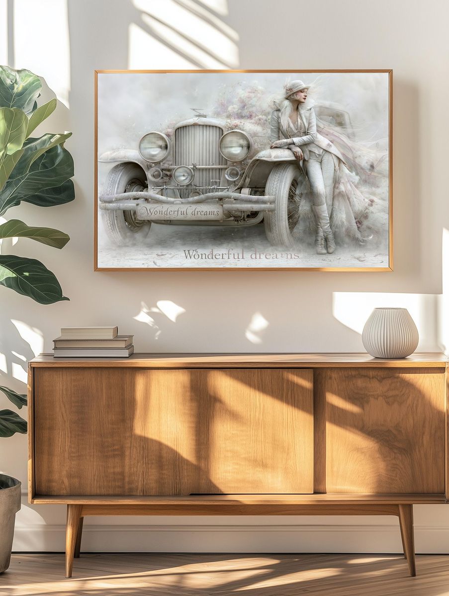 Dreamy Vintage Car Fashion Poster. — room view 3