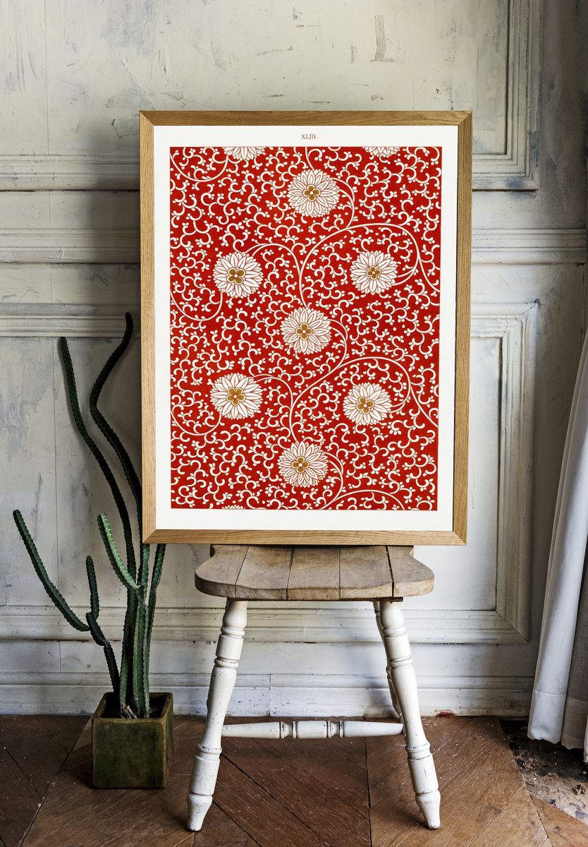Red floral pattern, Examples Chinese. — room view 1