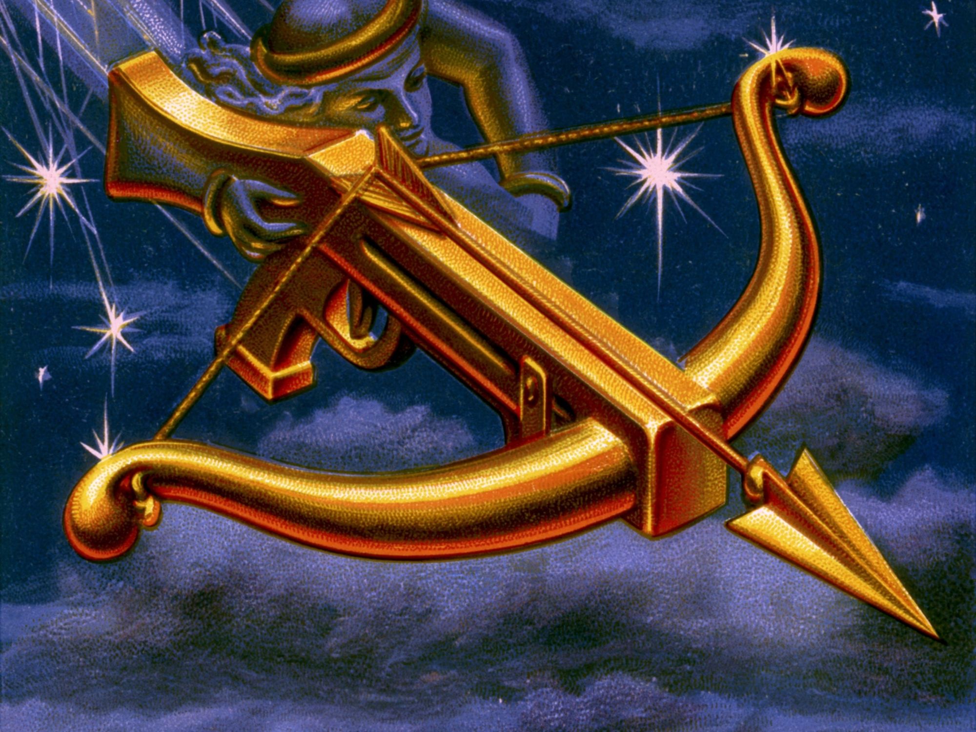 Golden Sagittarius Zodiac Poster. poster — vintage art