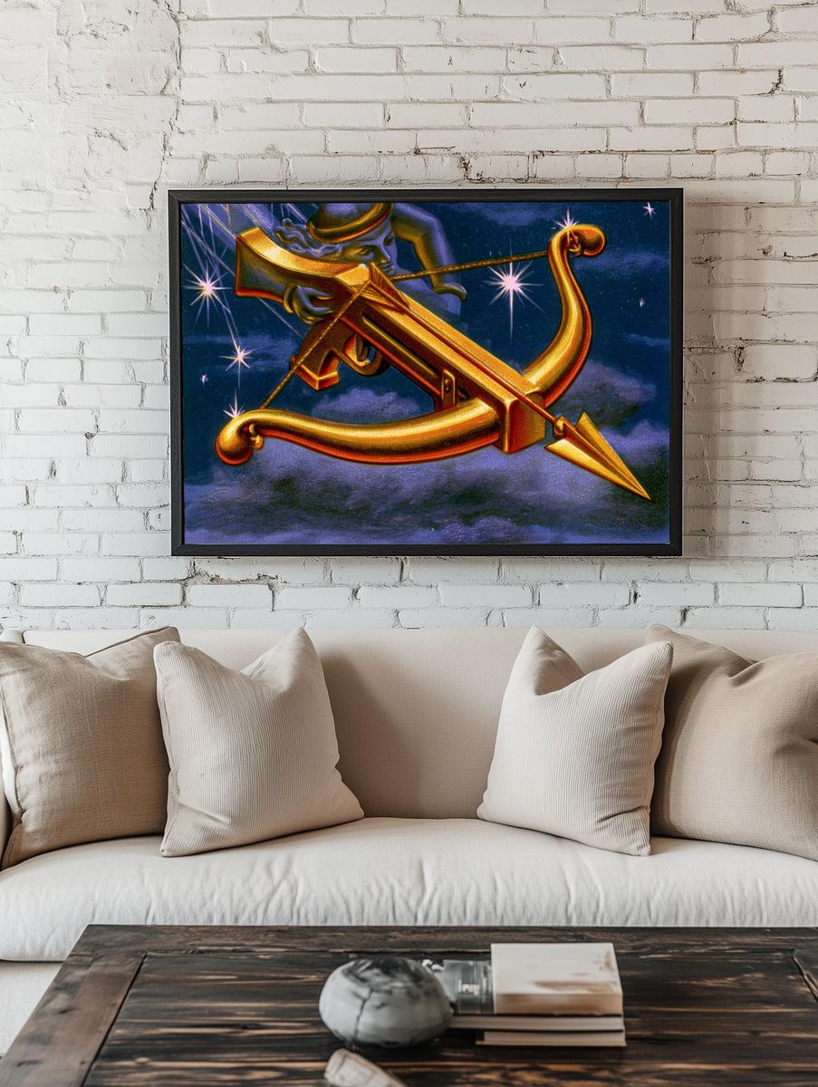 Golden Sagittarius Zodiac Poster. room preview
