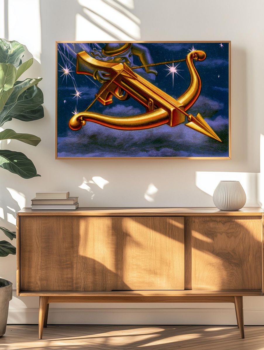 Golden Sagittarius Zodiac Poster. — room view 3