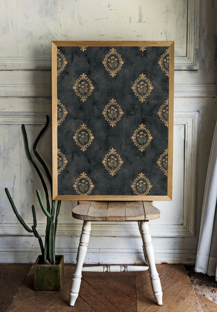 Vintage Floral Damask Print. — room view 1