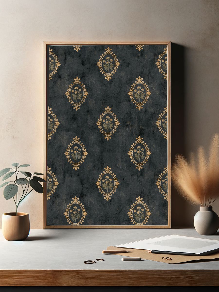 Vintage Floral Damask Print. — room view 2