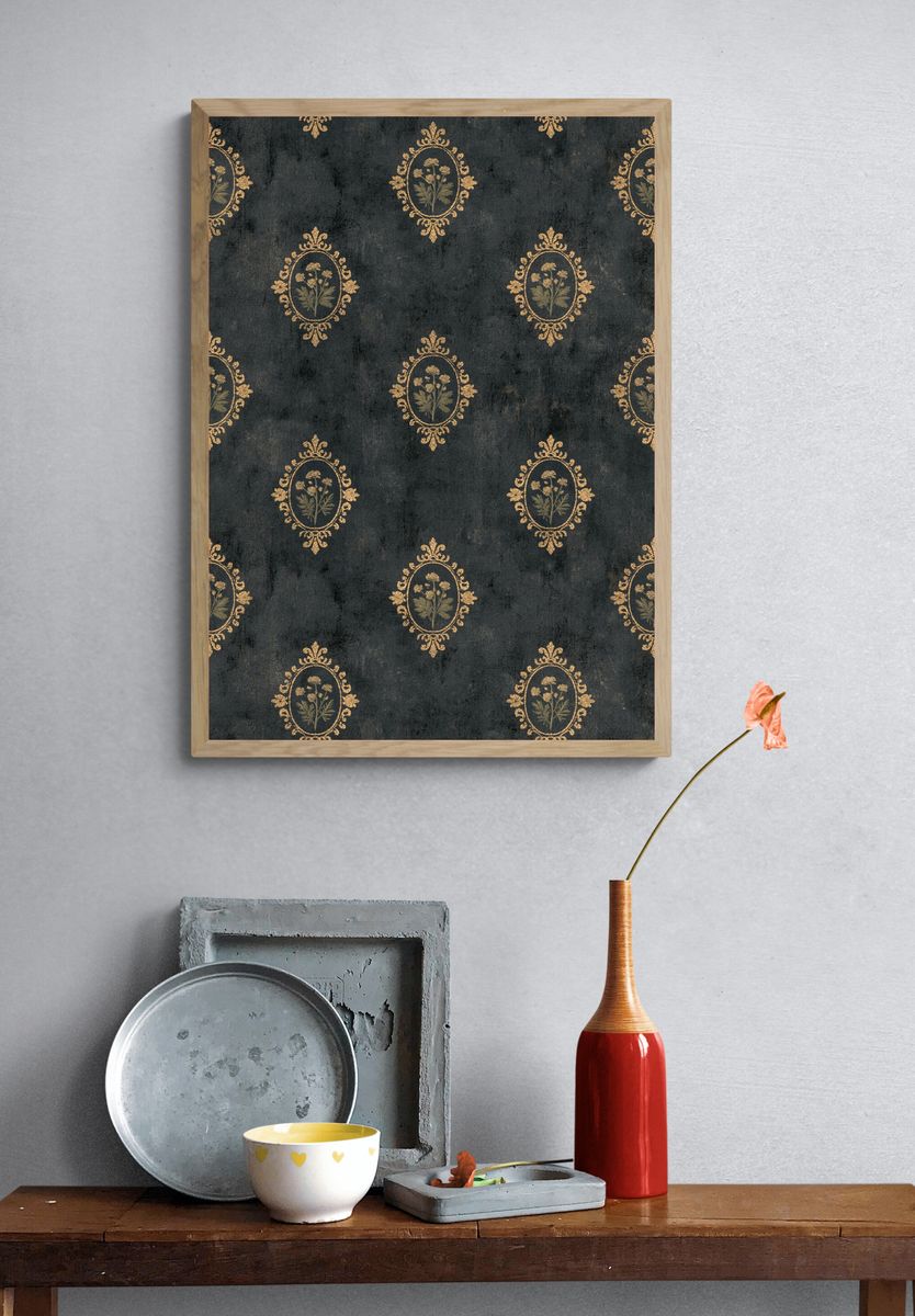 Vintage Floral Damask Print. — room view 3