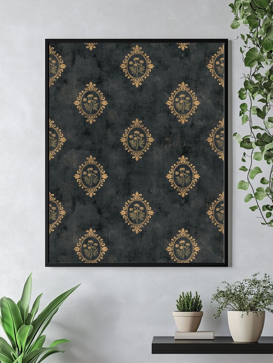 Vintage Floral Damask Print. — room view 4