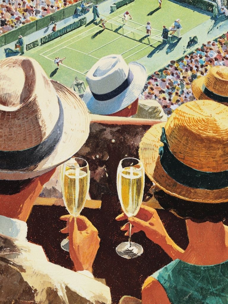 Tennis Match View Vintage Poster. poster detail