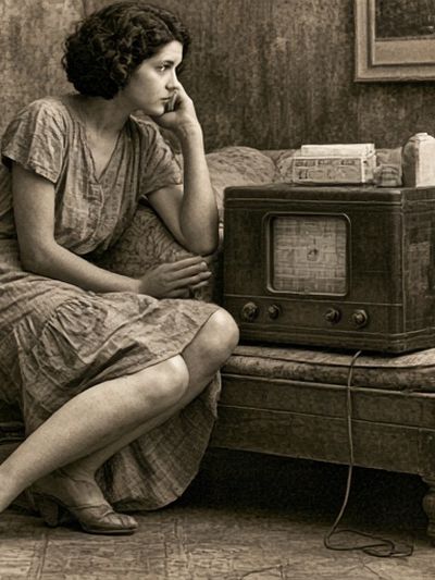 Vintage Woman with Radio Poster.