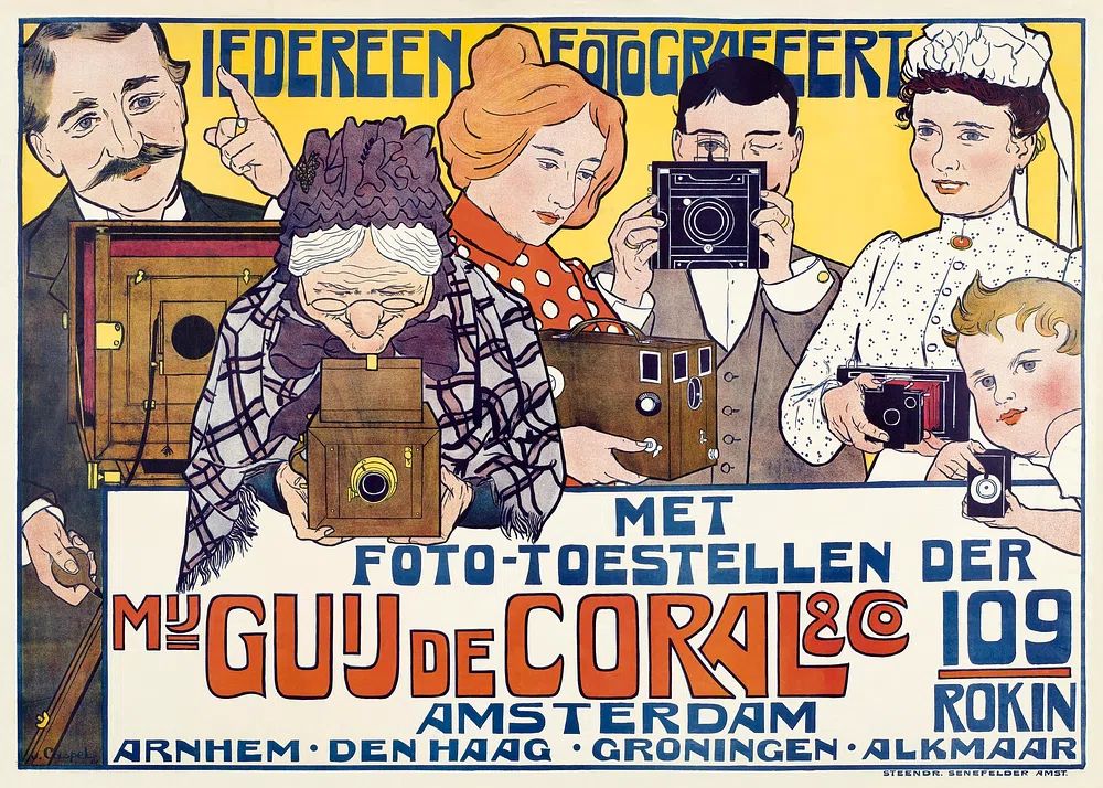 Iedereen fotografeert (1901) Johann Georg. poster — vintage art