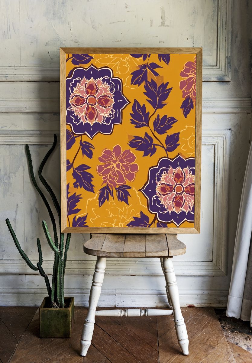 Floral Pattern Vintage Print. — room view 1