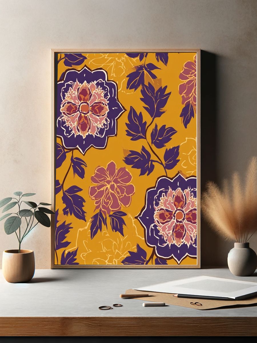 Floral Pattern Vintage Print. — room view 2