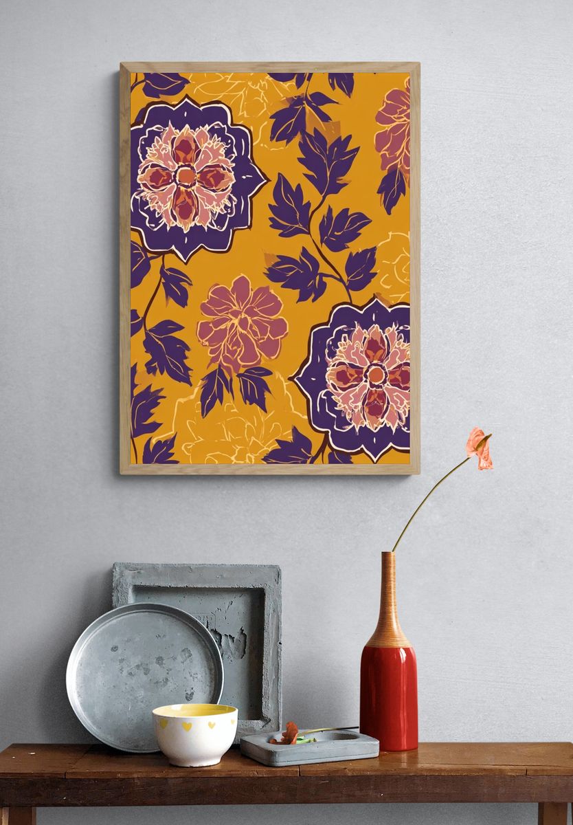 Floral Pattern Vintage Print. — room view 3
