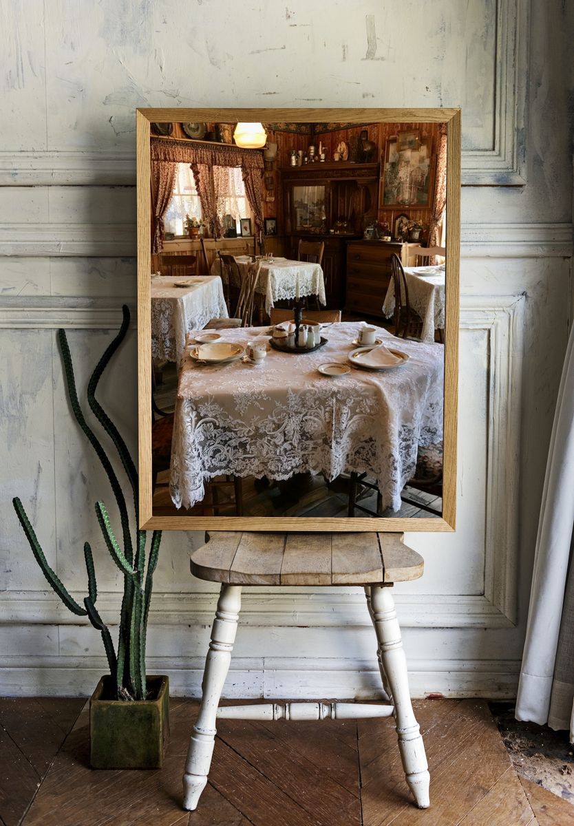 Vintage Tea Room Interior Print. room preview