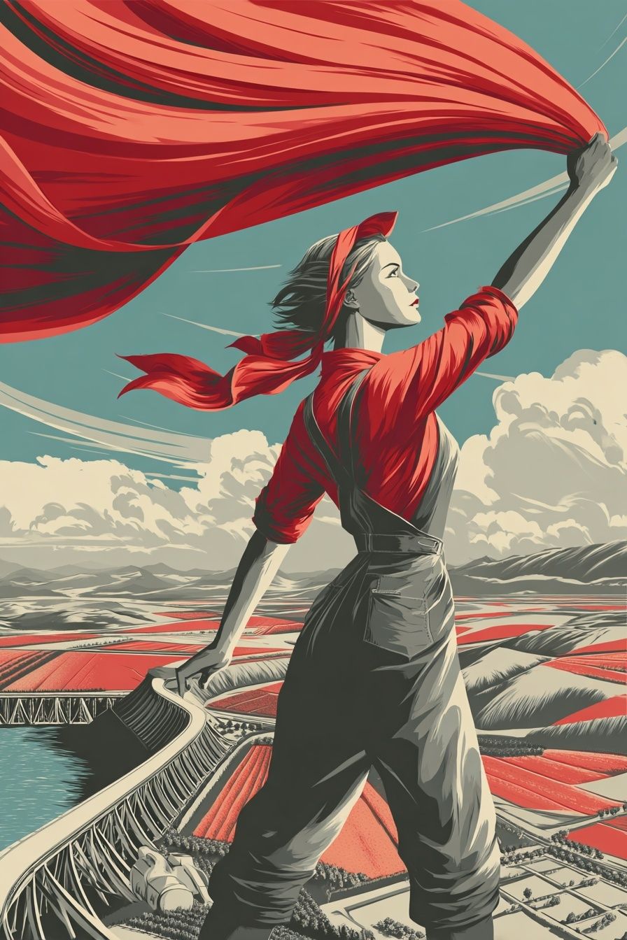 Red Banner Worker Vintage Poster. poster — vintage art