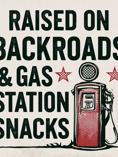 Raised on Backroads Gas Station Poster. poster