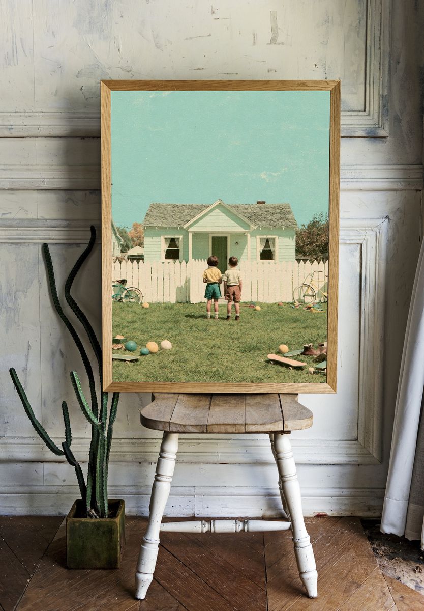 Suburban Childhood Vintage Print. — room view 1