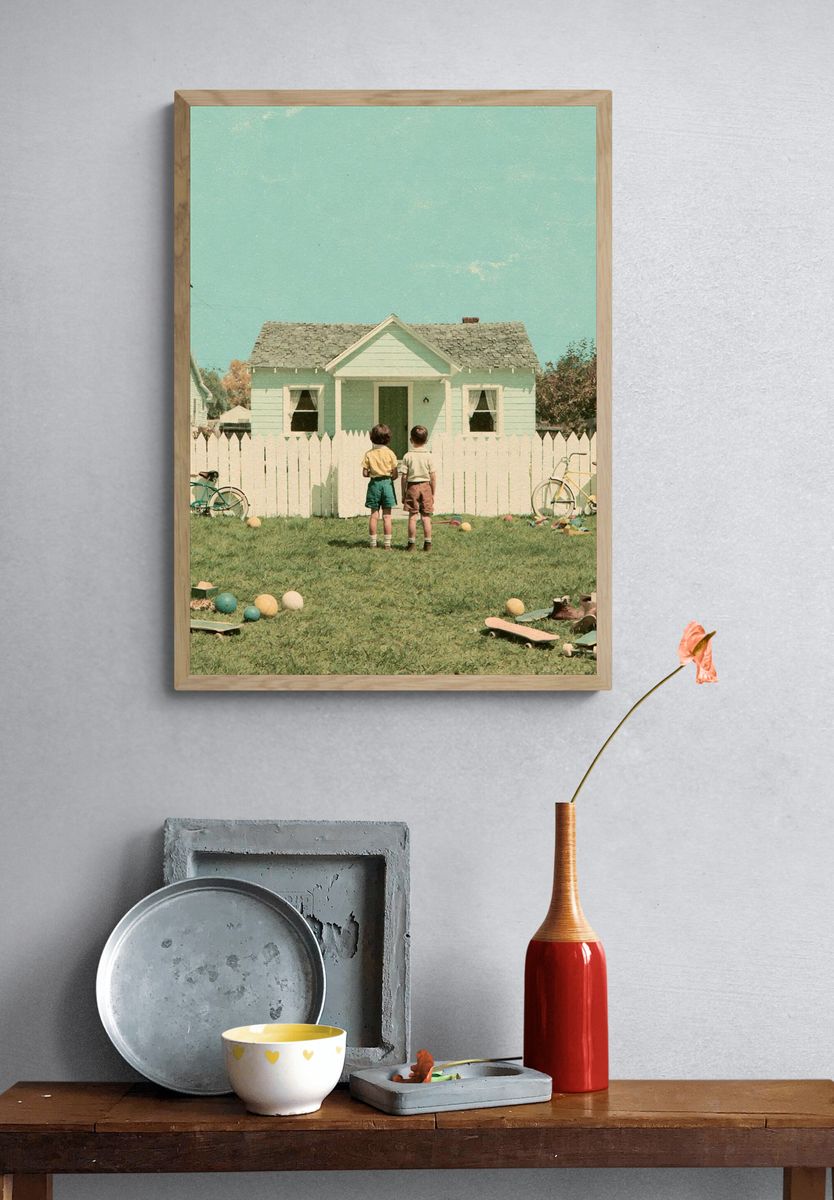 Suburban Childhood Vintage Print. — room view 3