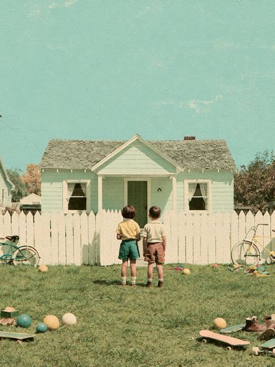 Suburban Childhood Vintage Print. poster