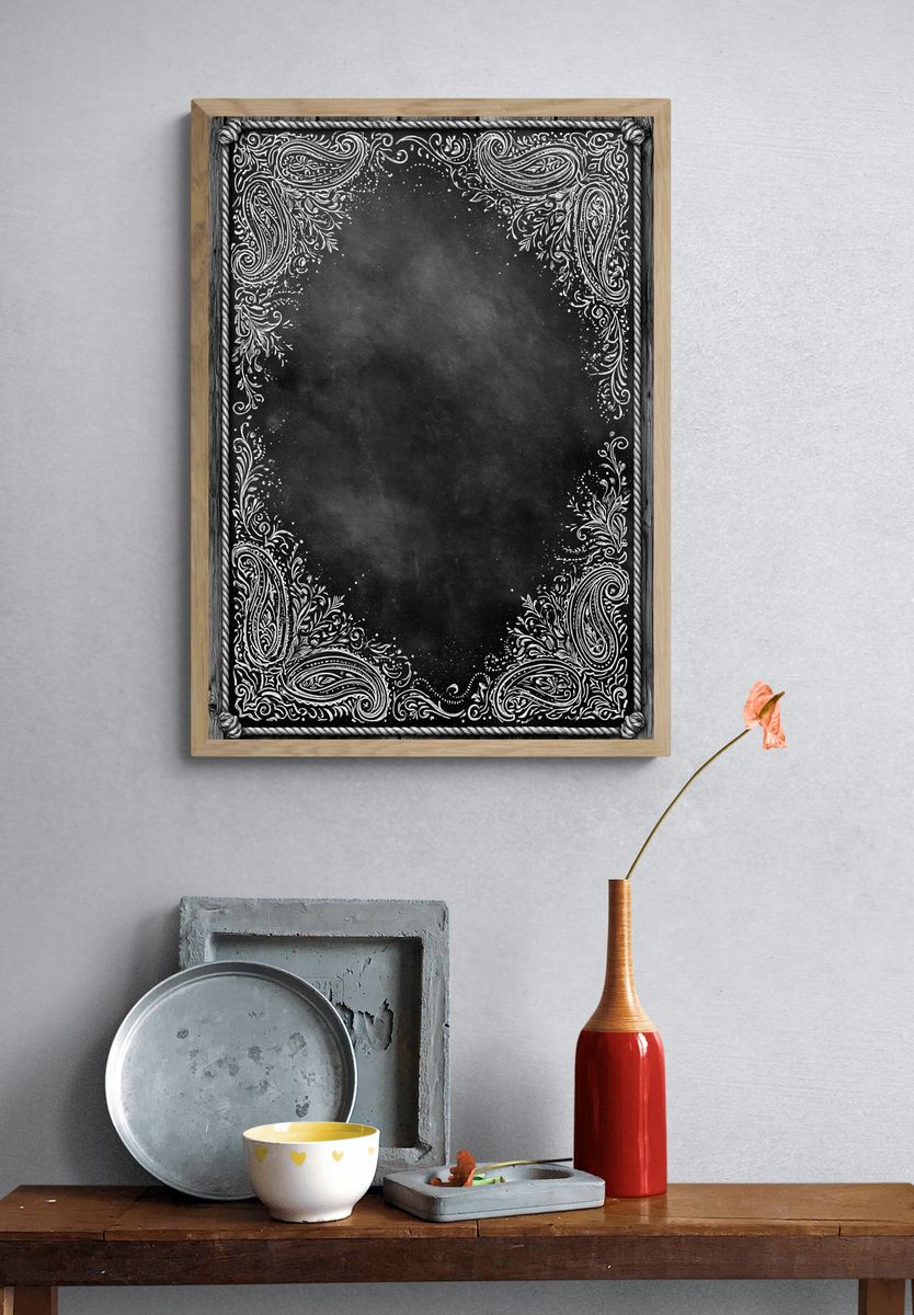 Paisley Chalkboard Frame Poster. — room view 3