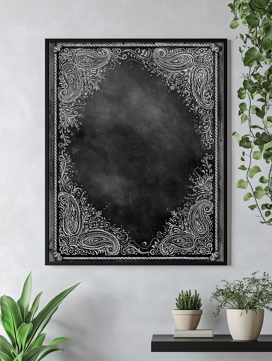 Paisley Chalkboard Frame Poster. — room view 4