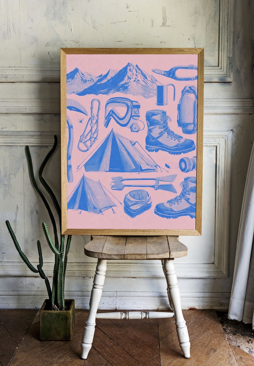 Vintage Mountaineering Gear Poster. — room view 1