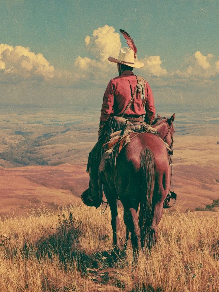 Cowboy Overlook Vintage Print. poster detail
